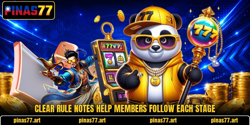 Clear rule notes help members follow each stage Clear rule notes help members follow each stage