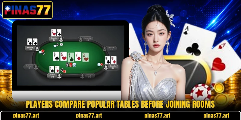 Players compare popular tables before joining rooms Players compare popular tables before joining rooms