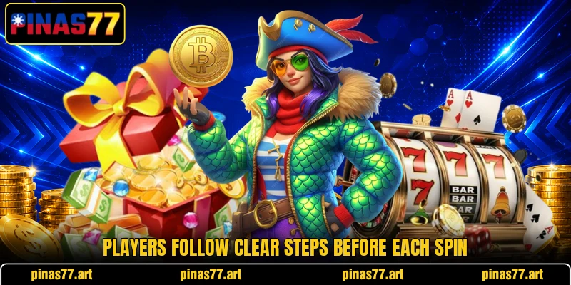 Players follow clear steps before each spin Players follow clear steps before each spin